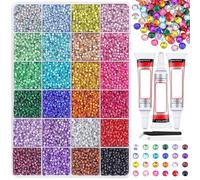 Lot de 32 000 strass en résine avec 3 pièces de colle de 10 ml - Kit bedazzler coloré avec strass - Pour le bricolage des vêtements pour diamant (24 couleurs D)