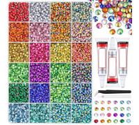 Lot de 32 000 strass en résine avec 3 pièces de colle de 10 ml - Kit bedazzler coloré avec strass - Pour le bricolage des vêtements pour diamant (24 couleur-B)