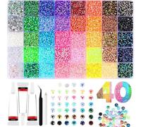 Lot de 32 000 strass en résine avec 3 pièces de colle de 10 ml - Kit bedazzler coloré avec strass - Pour le bricolage des vêtements pour diamant (40 couleurs A)