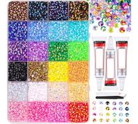 Lot de 32 000 strass en résine avec 3 pièces de colle de 10 ml - Kit bedazzler coloré avec strass - Pour le bricolage des vêtements pour diamant (24 couleurs C)