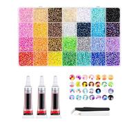 Lot de 32 000 Strass en Résine Bedazzling Kit - 40 Couleurs 3 mm Strass Ongle Nail Art - Diamants en Cristal À Dos Plat Stras À Dos Plat pour Travaux Manuels, Pour Vêtements (28 Couleurs)