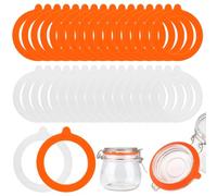 Lot de 32 anneaux d'étanchéité en silicone pour bocaux Weck - Réutilisables, anti-fuites, durables - Anneaux de conservation pour bocaux de conserve, couvercles et bocaux à col large (orange, blanc)