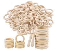 Lot de 32 anneaux en bois macramé - 45 mm et 55 mm - Pour bricolage, bijoux, artisanat