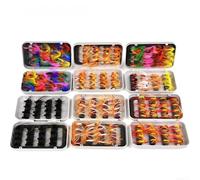 Lot de 32 appâts nymphes pour pêche à la mouche avec imitation réaliste de ravageurs volants pour la truite dans des ruisseaux transparents (couleur E)