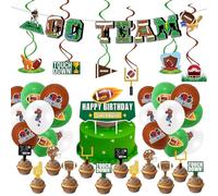 Lot de 32 articles de décoration de fête d'anniversaire pour mammifères marins, thèmes d'animaux marins, bâtonnets de cupcake, ballons de requin, bannières, décorations d'anniversaire pour enfants