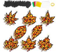 Lot de 32 attrape-soleil en forme de feuille d'érable pour décoration de maison, école, salle de adeau d'anniversaire, projet d'art créatif, jeu d'activités