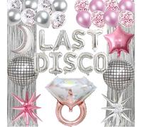 Lot de 32 ballons argentés pour enterrement de vie de jeune fille, bannière de ballons disco Last Rodeo pour Mamma Mia, Bachelorette, Western Cowgirl Hippie Disco Supplies