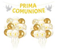 Lot de 32 ballons de première communion, décorations blanches dorées, première communion, guirlande, décorations pour fête, communion, confirmation, baptême, anniversaire