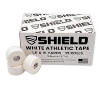 | Lot de 32 bandes adhésives blanches athlétiques en vrac - 3,8 cm x 13,7 m par rouleau - Fabriqué aux États-Unis - Facile à déchirer, sans résidus. Médecine sportive - Athlètes, médicaux, thérapie