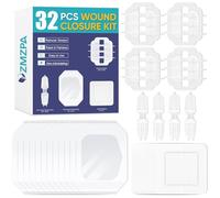 Lot de 32 bandes de fermeture à fermeture éclair - 2 types de bandages papillon pour fermeture de plaie, kit de suture d'urgence à attache rapide