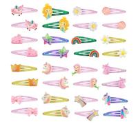 Lot de 32 barrettes à cheveux multicolores pour enfants - Jolies barrettes à cheveux en forme de licorne - En métal - Arc-en-ciel - Amour - Cœur - Papillon - Pour fille