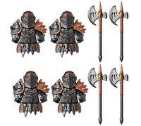 Lot de 32 blocs de construction d'armure lourde de chevalier médiéval - Accessoires de chevalier de collection pour mini figurines, armes médiévales durables et armures pour affichage et scènes de