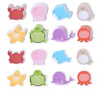 Lot de 32 blocs de notes autocollantes avec animaux marins mignons de dessin animé - Fournitures scolaires pastel - Bloc-notes amusant pour enfants - 640 feuilles (8 styles)