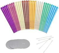 Lot de 32 bougies d'oreilles colorées - 8 parfums aromatiques - Pour le nettoyage du cérumen - Cônes creux avec filtre de sécurité - 16 disques de protection et 32 cotons-tiges
