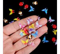 Lot de 32 cabochons miniatures en résine pour maison de poupée, cabochon miniature à dos plat et figurines de petits papillons pour jardin féérique printanier, terrarium, scrapbooking, nail art