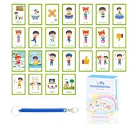 Lot de 32 cartes de communication pour enfants et adultes non verbales pour orthophonie, autisme, aide visuelle, cartes mémoires portables PECS avec anneau pour Sen, retard de parole