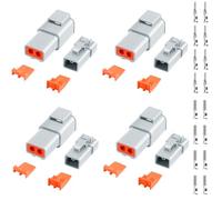 Lot de 32 connecteurs Deutsch DTP à 2 broches étanches pour automobile - 4 ensembles avec taille 12 - Contacts solides - Calibre 14-12 AWG - Taille du fil : 25 A