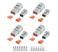 Lot de 32 connecteurs Deutsch DTP à 2 broches étanches pour automobile - 4 ensembles avec taille 12 - Jauge de contacts estampés 14-12 AWG - Taille du fil : 25 A