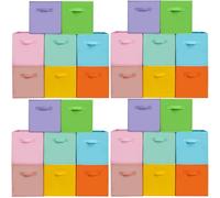 Lot de 32 cubes de rangement et bacs de rangement - Bacs de rangement pliables en tissu avec poignées, organiseurs de placard en lin pour étagères, vêtements, livres, multicolore, 8 couleurs