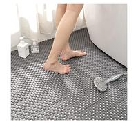 Lot de 32 dalles de sol antidérapantes en PVC emboîtables - Tapis décoratif résistant à l'eau pour salle de bains, saunas, spas avec trous de drainage - Gris - 22 x 22 cm - Facile à nettoyer et à