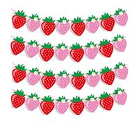 Lot de 32 décorations de décoration pour premier anniversaire - Bannière à suspendre sur le thème de la fraise - Fournitures de fête prénatale sur le thème des fraises (rouge, rose)