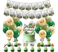 Lot de 32 décorations de fête d'anniversaire de chasse, bannière Happy Birthday, décorations de gâteau, thème de chasse sauvage, ballon en latex pour garçons, enfants, adultes, articles de fête