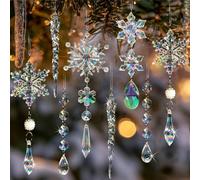 Lot de 32 décorations de Noël Effet Cristal irisé, Flocons de Neige en Acrylique, décorations Pendantes à Suspendre pour Sapin de Noël, fêtes d'hiver, fête de thème Reine des neiges