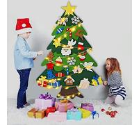 Lot de 32 décorations de Noël en feutre à faire soi-même - 10 cm de haut - À suspendre au mur avec 20 LED - Pour tout-petits et enfants - Cadeau de Noël - Décoration murale de porte (ange)