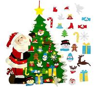 Lot de 32 décorations de sapin de Noël en feutre à faire soi-même - 1 m de haut - À suspendre au mur avec 20 LED - Cadeau de Noël - Décoration murale de porte de maison (Père Noël)