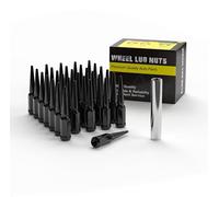 Lot de 32 écrous de roue à pointes 9/16-18 pour Ram 1500 2500 3500/1988-1998 F250 F350, siège conique noir à 8 pattes avec 1 clé à douille Roues :