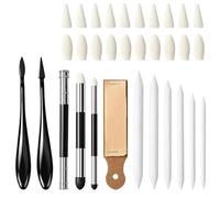 Lot de 32 estompes et tortillons professionnels avec stylos éponge et taille-papier de verre, lavables et réutilisables pour le fusain, les croquis en graphite par des artistes et des étudiants