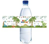 Lot de 32 étiquettes de bouteille d'eau dinosaure « Happy Birthday », autocollants T-Rex pour fête prénatale, étiquettes de bouteille d'eau dinosaure pour 1er anniversaire de garçon