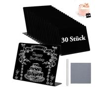Lot de 32 étiquettes de prix en forme de L 100 x 75 mm avec stylo blanc et chiffons de tableau, petits tableaux à écrire, noirs, pour boulangerie, café, mariage