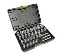Lot de 32 extracteurs de vis avec entraînement générique 1/4 3/8", compatibilité, construction en alliage résistant à la chaleur, coffret de rangement sensible, kit endommagé