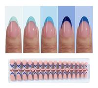 Lot de 32 faux ongles courts en amande avec motif français, et disponibles dans de belles couleurs de peau