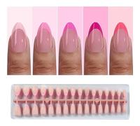Lot de 32 faux ongles courts en amande avec motif français, réutilisables et disponibles dans de belles couleurs de peau