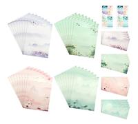 Lot de 32 feuilles de papier à lettre de style chinois avec enveloppes, papier à lettre A4 et 16 enveloppes autocollantes pour enfants, étudiants, école, bureau