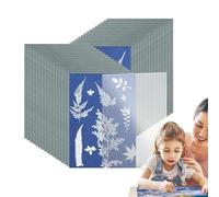 Lot de 32 feuilles de papier sensible au soleil, 32 feuilles de papier cyanotype avec 1 feuille acrylique Blue Sun Print Kit de papier à dessin solaire pour projets d'artisanat de bricolage Bleu A5