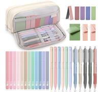 Lot De 32 Fourniture Scolaire Aesthetic Avec Blanc Trousse À Stylos,12 Surligneurs Pastel,6 Stylos Couleurs,5 Stylos Encre Noire,3 Notes Autocollantes Pour Étudiants Affaire Scolaire