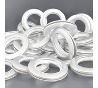 Lot de 32 œillets de rideau en plastique - Diamètre intérieur : 40 mm - Kit nanoscale mat - Grand kit d'œillets pour tissu (argent)
