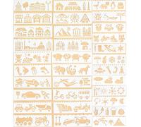 Lot de 32 modèles de dessin réutilisables pour scrapbooking, carnet, fabrication de cartes, art, couverture d'animaux, bâtiments, météo, voitures, convient à tous les âges