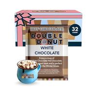 Lot de 32 paquets de mélange de chocolat chaud blanc avec double beignet, mélange de cacao chaud blanc aromatisé