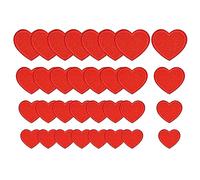 Lot de 32 patchs brodés en tissu - Motif cœur rouge - Pour vêtements, chapeaux, sacs à dos