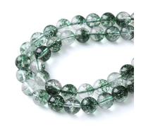 Lot de 32 perles en cristal vert foncé en pierre naturelle de 12 mm, quartz fantôme, pour la fabrication de bijoux et de bracelets.