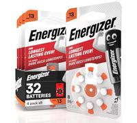 Lot de 32 piles acoustiques énergétiques pour appareils auditifs pour écouteurs taille 13 orange - 4 ampoules de 8 piles