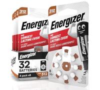 Lot de 32 piles acoustiques énergétiques pour appareils auditifs pour écouteurs taille 312 marron avec technologie PowerSeal - 4 ampoules de 8 piles