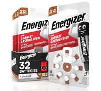 Lot de 32 piles acoustiques énergétiques pour appareils auditiques, taille 312, marron, 4 ampoules de 8 piles