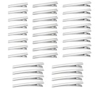 Lot de 32 pinces crocodiles en métal antidérapantes pour cheveux de 46 mm, 56 mm, 66 mm, 76 mm, 76 mm, pour femmes et filles, argenté