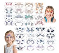 Lot de 32 pochoirs réutilisables pour peinture du visage et du corps pour peinture du visage des enfants, maquillage de fête, tatouage de vacances, motifs artistiques avec motifs creux (32 pièces