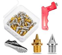 Lot de 32 Pointes d'Athlétisme 6mm avec Décramponneur Rouge et Boîte de Rangement - Adaptées à Toutes les Pistes en Synthétique pour Sprint 100-400m, Excellente Adhérence et Accélération